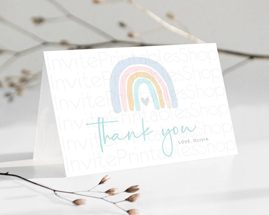 Editable Pastel Rainbow Thank You Boho Rainbow Thank You Card Rainbow Birthd