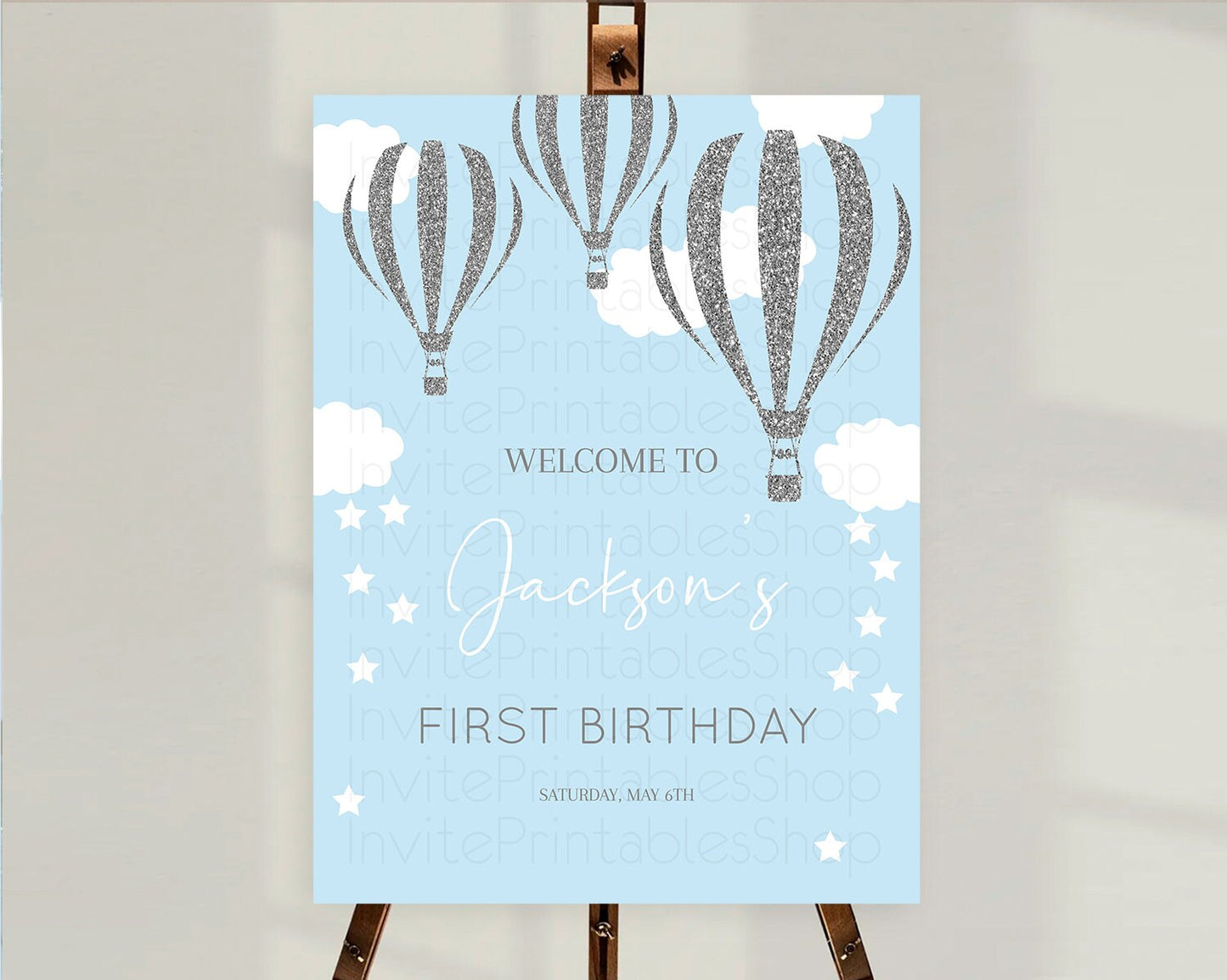 Hot Air Balloon First Birthday Welcome Board Hot Air Balloon Welcome Board Adventure Awaits Watercolor First Birthday Welcome Sign D10335