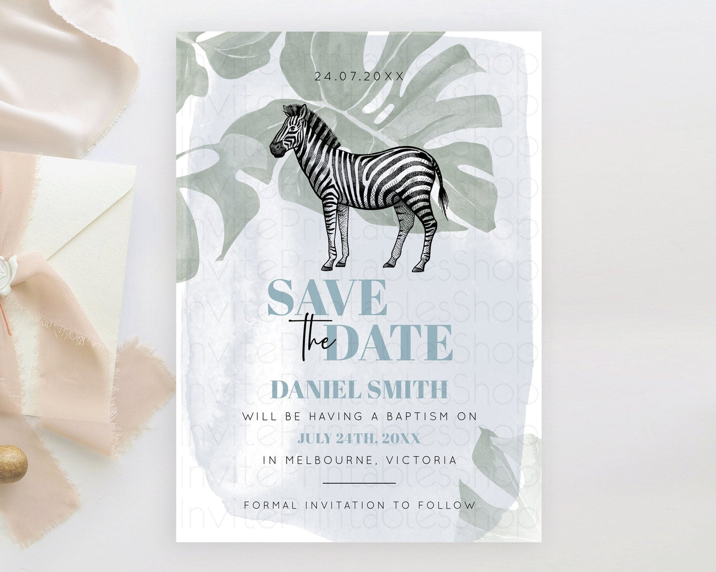Zebra Save The Date Template Zebra Party Save The Date Safari Adventure Zebra Minimal Theme For 1st Birthday Baptism Baby Shower D10814