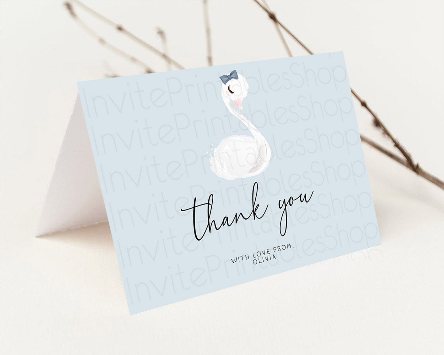 Swan Thank You Swan Princess Ballet Thank You Card Swan Lake Birthday Thank You Cards Secret Garden Pastel Floral Teacher Thank You D10760