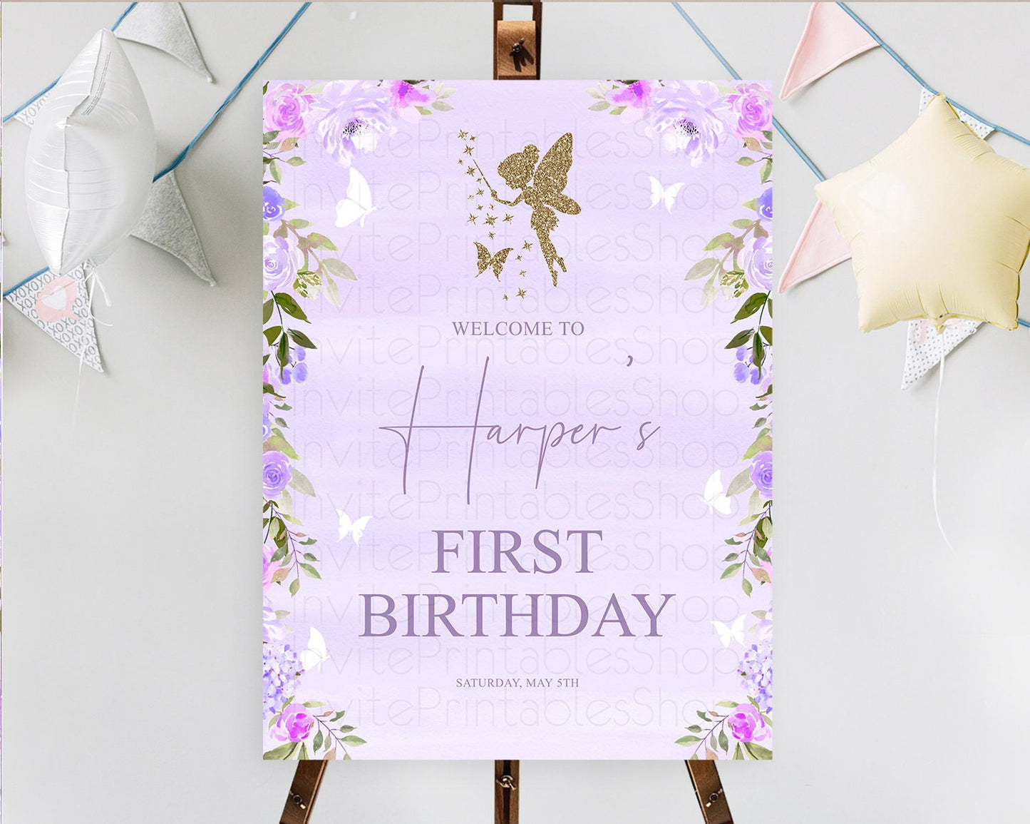 Fairy Welcome Sign Fairy Welcome Board Enchanted Garden Pastel Floral Butterfly Decor Secret Garden First Birthday Welcome Sign D10910