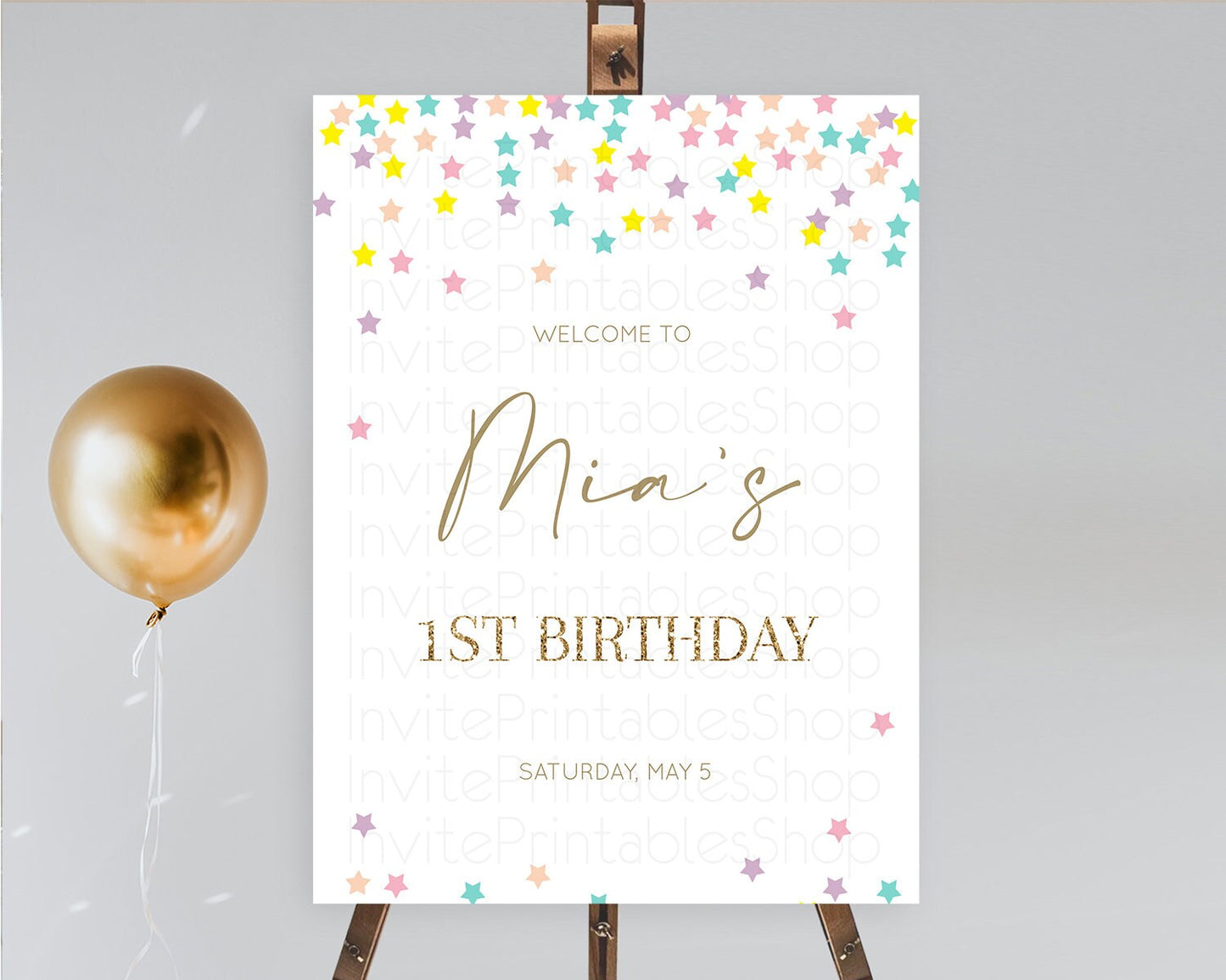 Star Welcome Board Pastel Stars Welcome Sign Shooting Star Rainbow Colorful Confetti Twinkle Little Star First Birthday Welcome Sign D10601