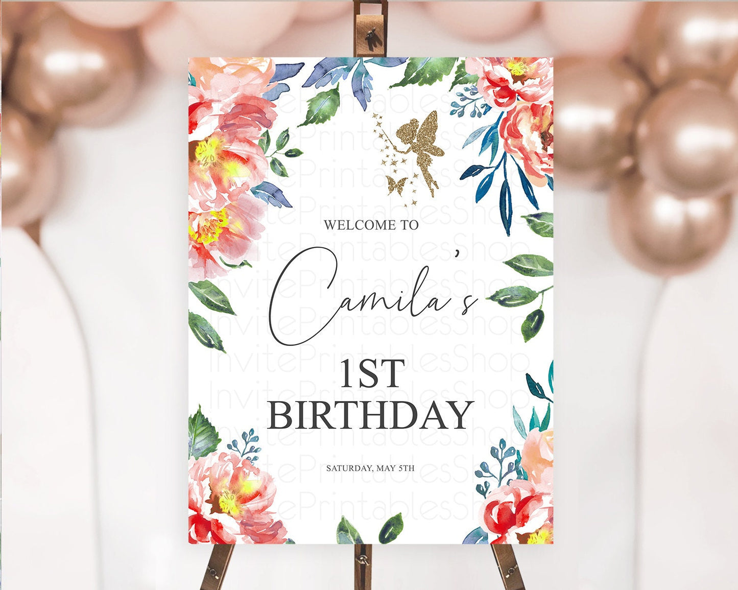 Fairy Welcome Sign Fairy Welcome Board Enchanted Garden Pastel Floral Butterfly Decor Secret Garden First Birthday Welcome Sign D10752