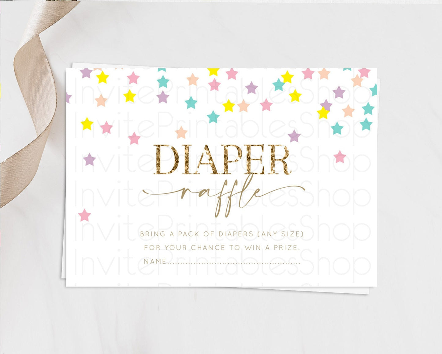 Pastel Star Diaper Raffle Card Shooting Star Diaper Raffle Insert Twinkle Little Star Diaper Ticket Rainbow Confetti Raffle Game D10601