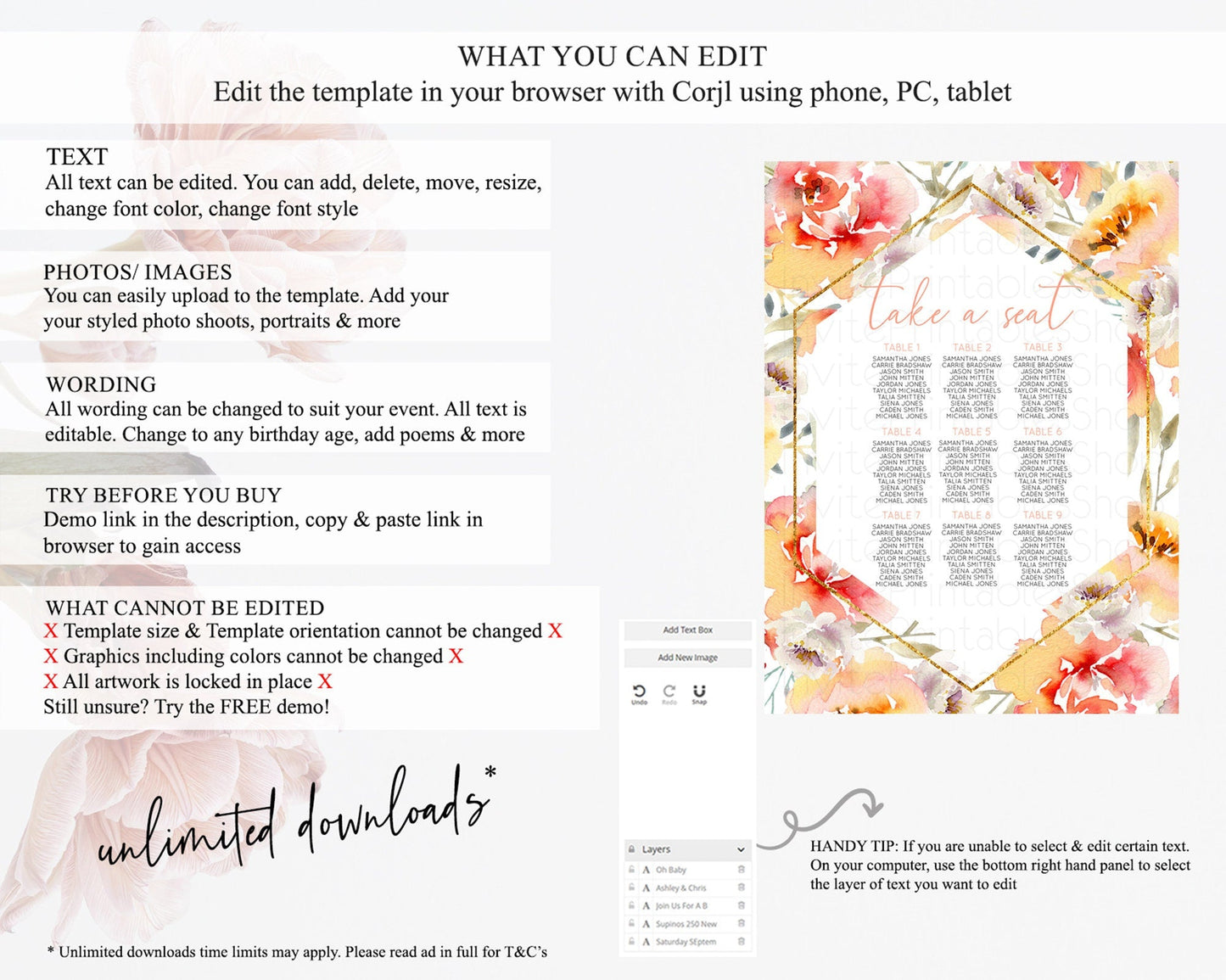 Secret Garden Seating Chart Wildflower Seating Chart Pastel Flowers Seating Chart Enchanted Garden Boho Floral Take A Seat Decor D10791