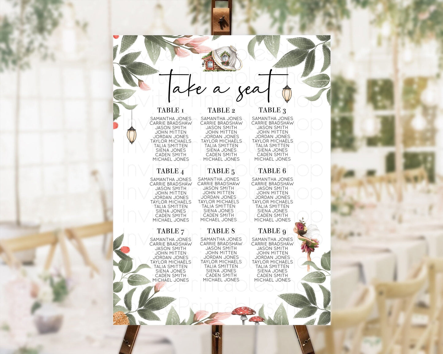 Fairy Seating Chart Pastel Fairy Seating Chart Fairy Tea Party Fairy Garden Seating Sign Enchanted Garden Floral Butterfly Decor D10851