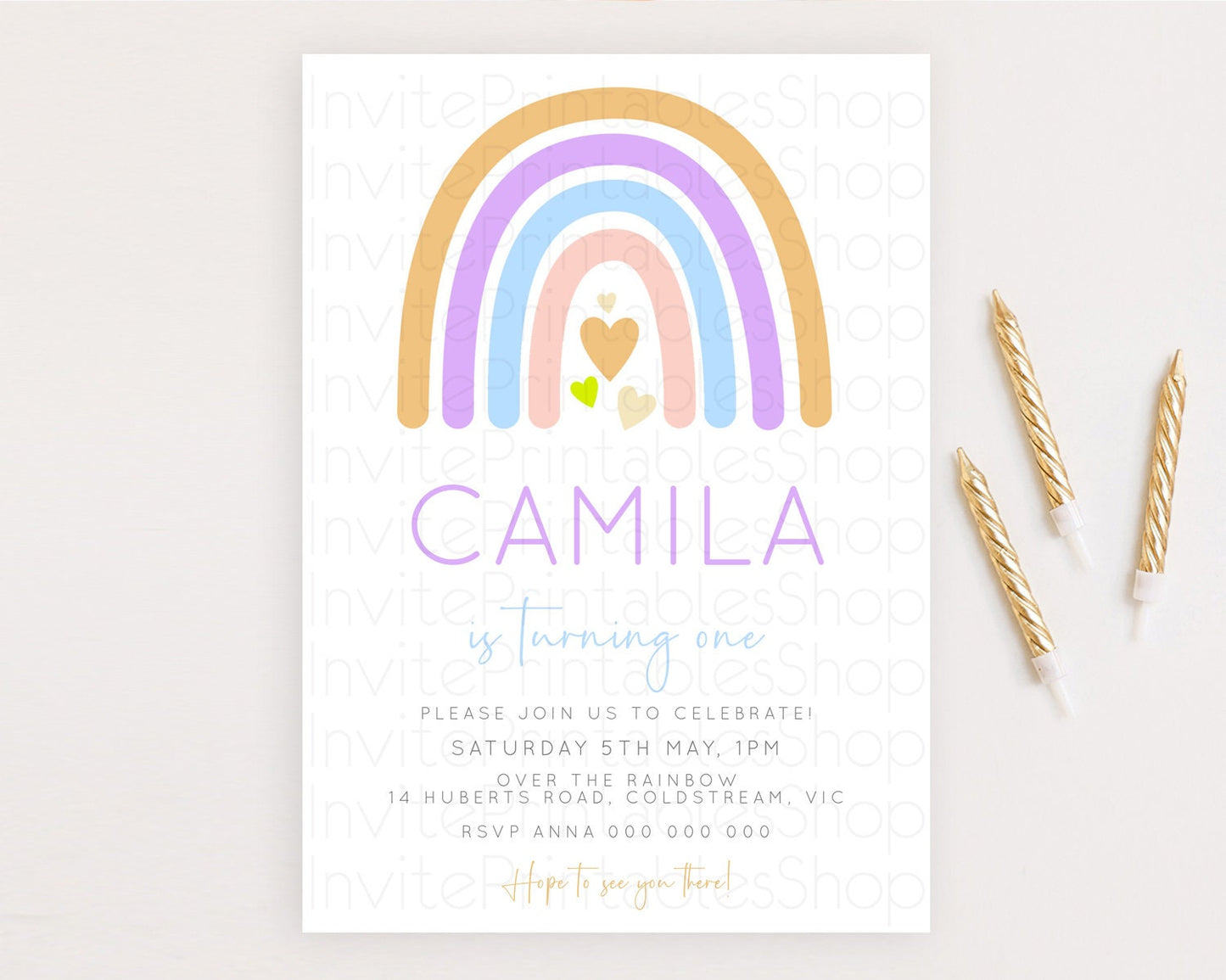 Pastel Rainbow Birthday Invitation Pastel Rainbow Invitation Rainbow Invitation Pastel Invitation Boho Rainbow 1st First Birthday D10238