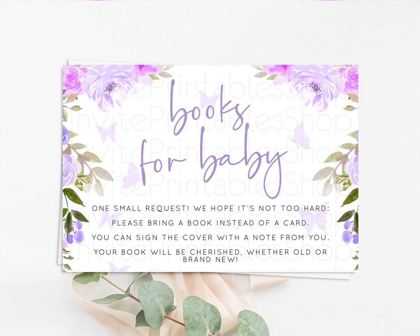 Editable Secret Garden Books For Baby Card Boho Wildflower Book Insert Paste