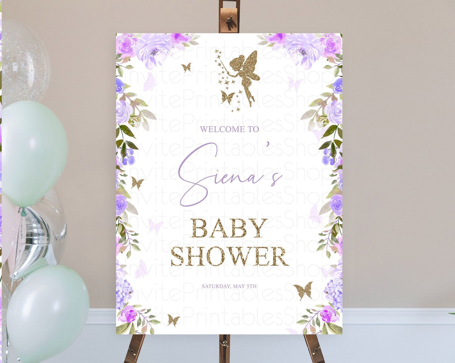 Fairy Baby Shower Welcome Sign Fairy Welcome Board Enchanted Garden Pastel Floral Butterfly Decor Secret Garden Fairy Welcome Sign D10910