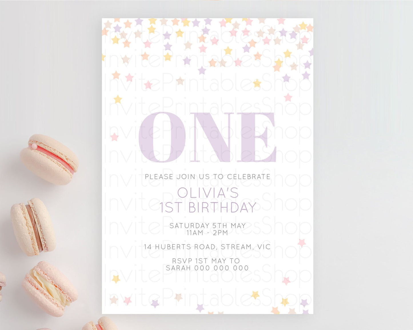 Star Birthday Invitation Pastel Stars Invite Shooting Star Party Rainbow Colorful Confetti Twinkle Little Star 2nd First Birthday D10810