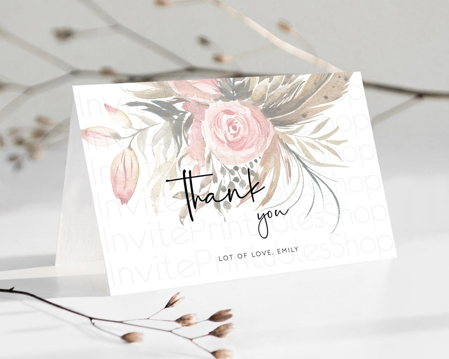 Secret Garden Thank You Wildflower Thank You Card Pastel Flower Garden Birthday Thank You Card Boho Floral Teacher Thank You Card D10686