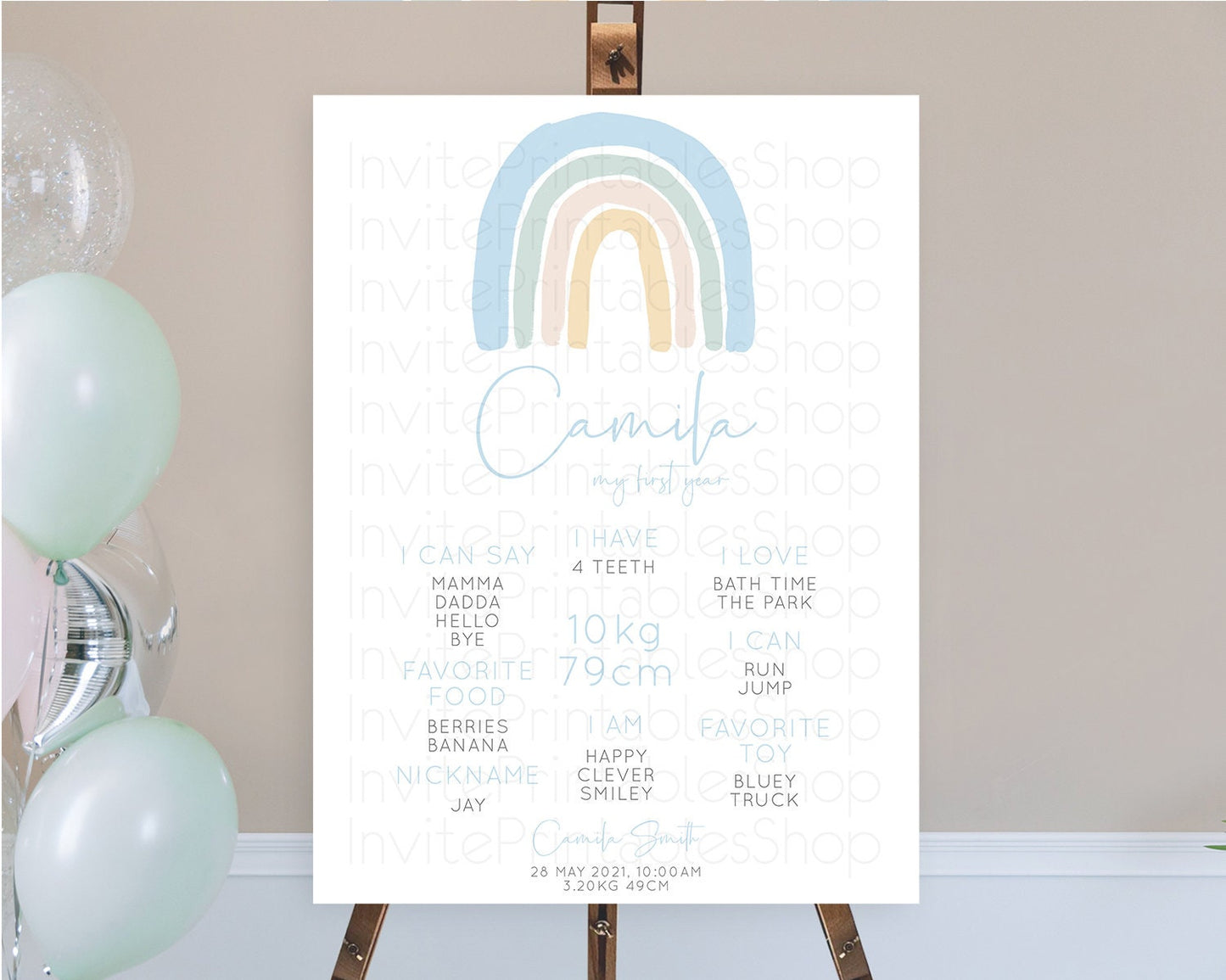 Pastel Rainbow First Birthday Milestone Poster Boho Rainbow Milestone Board Rainbow Milestone Pastel Milestone Rainbow 1st Birthday D10200