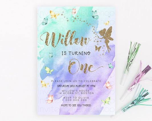 Editable Pastel Fairy Birthday Invitation Pastel Butterflies Fairy Birthday