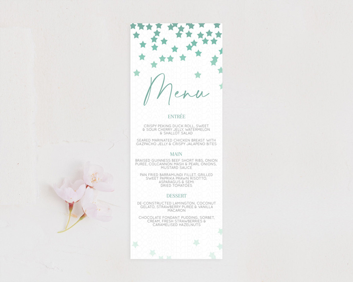 Star Menu Template Pastel Stars Menu Shooting Star Twinkle Little Star Decor Rainbow Colorful Confetti Dinner Dessert Food Menu D10310