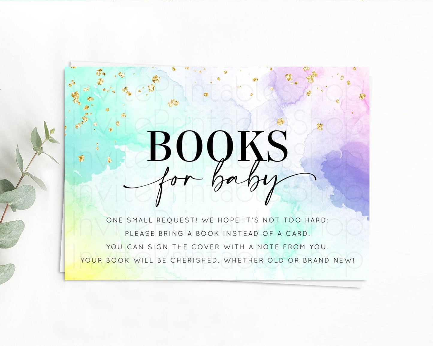 Pastel Books For Baby Card Pastel Rainbow Book Insert Colorful Ombre Watercolor Book Card Confetti Glitter Baby Book Poem Request D10157