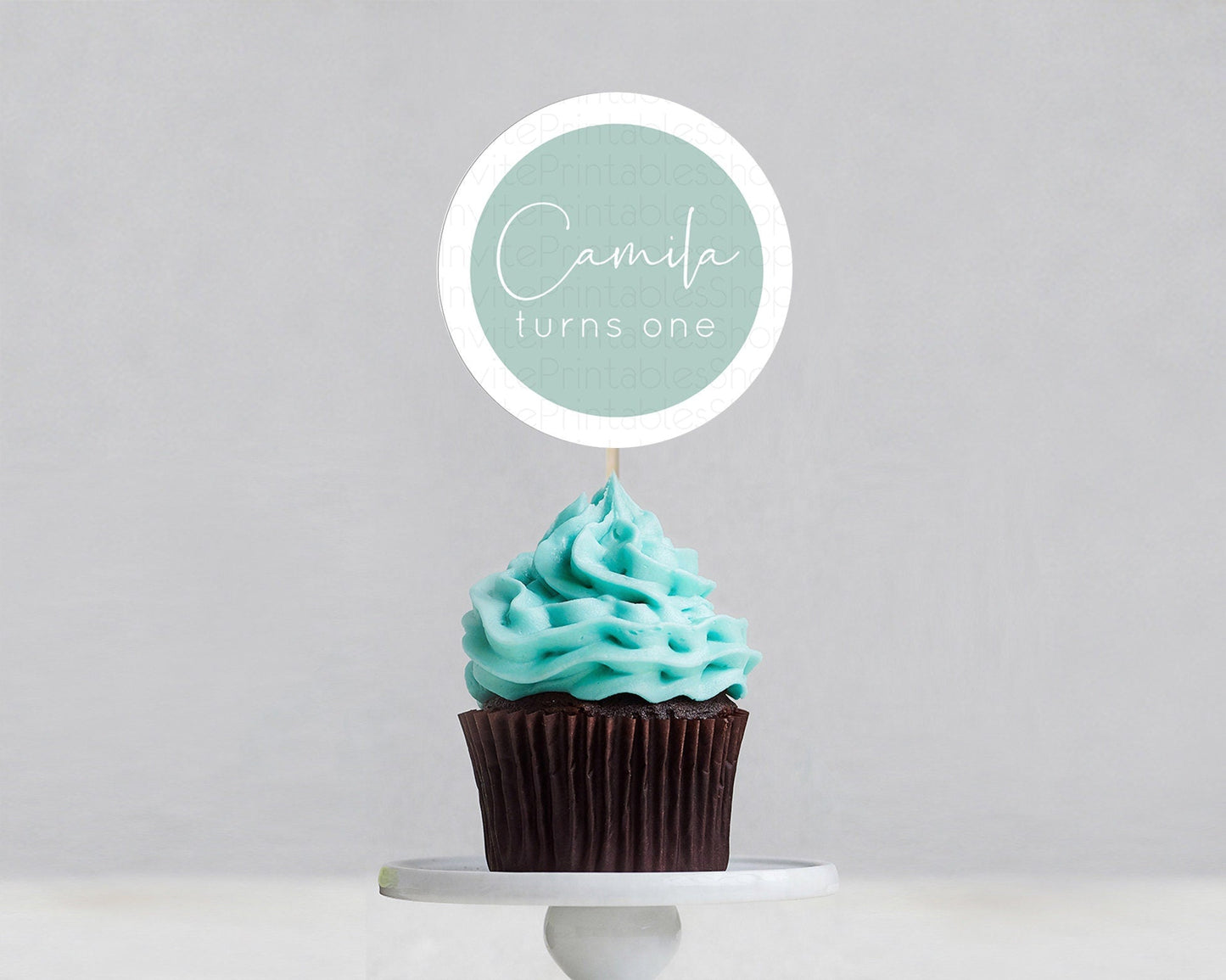 Green Cupcake Toppers Plain Green Cupcake Minimalist Green Cupcake Pastel Green Table Number Cupcake Topper Blue Decor D10736