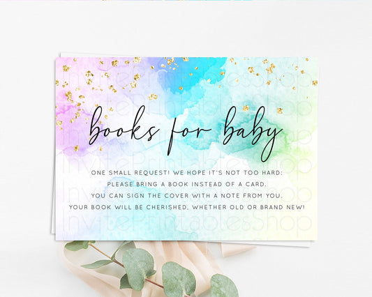 Editable Pastel Books For Baby Card Pastel Rainbow Book Insert Colorful Ombr