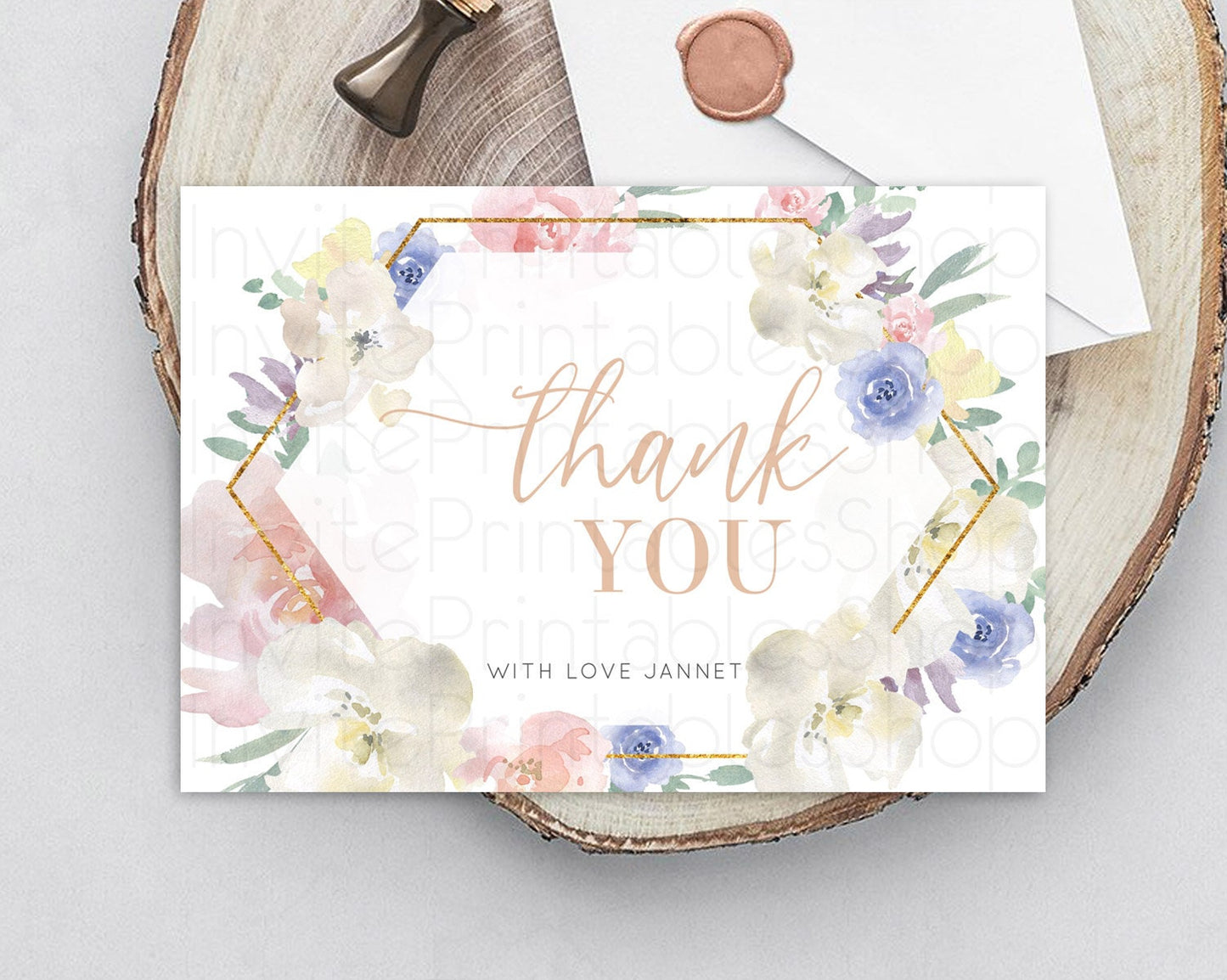 Secret Garden Thank You Wildflower Thank You Card Pastel Flower Garden Birthday Thank You Card Boho Floral Teacher Thank You Card D10254