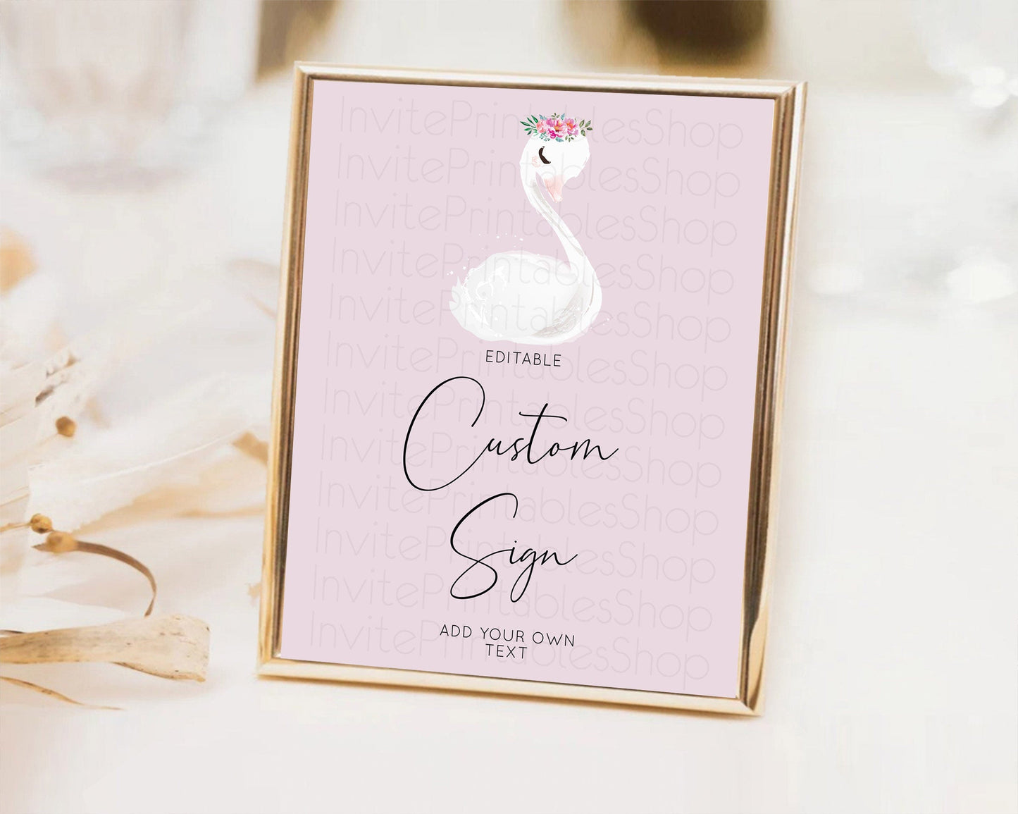 Swan Table Sign Decor Swan Princess Ballet Party Enchanted Swan Lake Secret Garden Pastel Floral 1st Birthday Baptism Baby Shower D10758