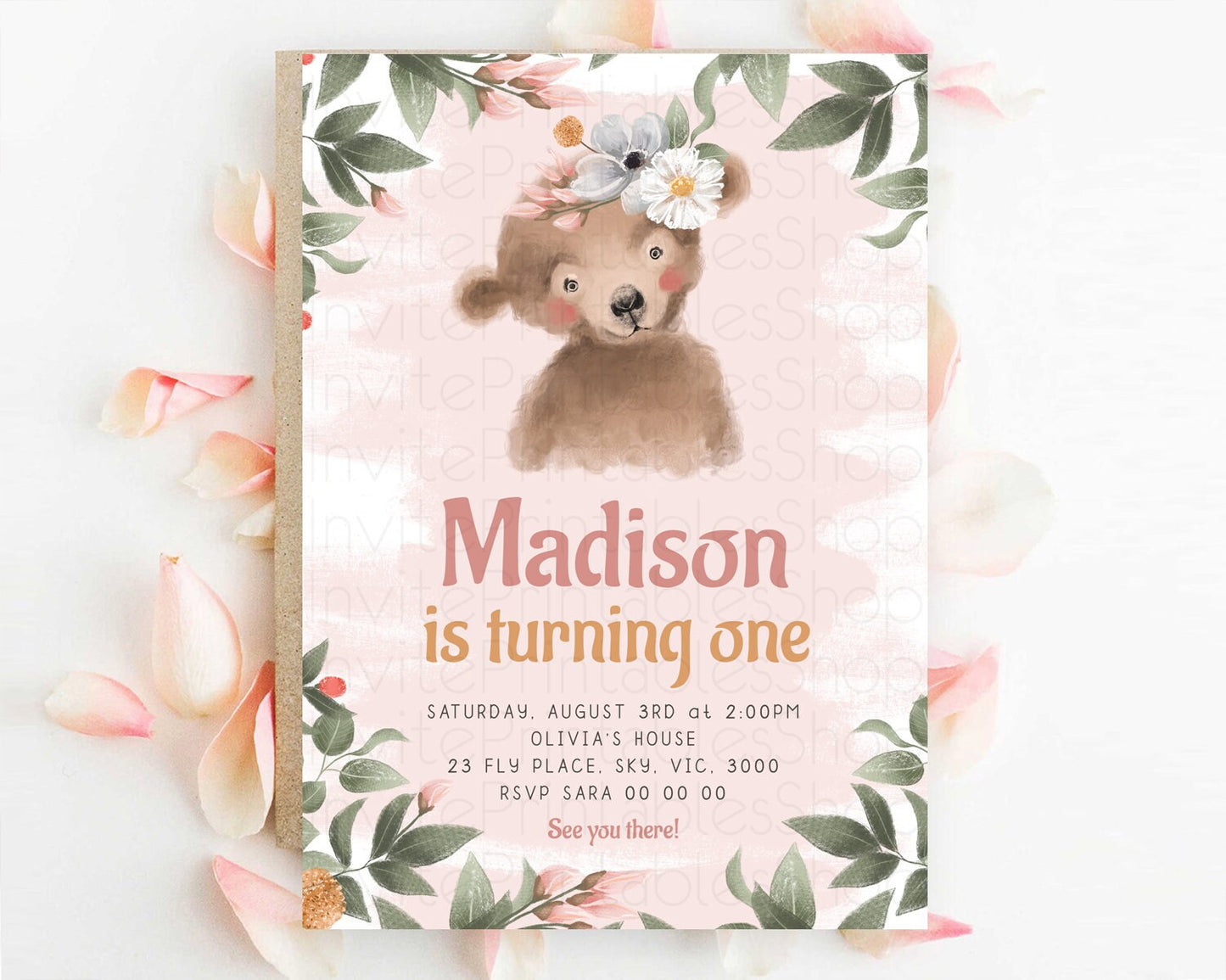 Bear Birthday Invitation Bear Invitation Forest Baby Invites Bear Woods Party Forest Adventure Bear Hunt Party 2nd First Birthday D10590