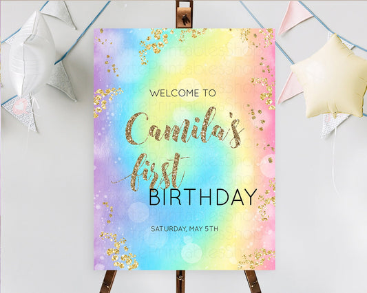 Editable Pastel Welcome Sign Pastel Rainbow Welcome Sign Colorful Rainbow Co