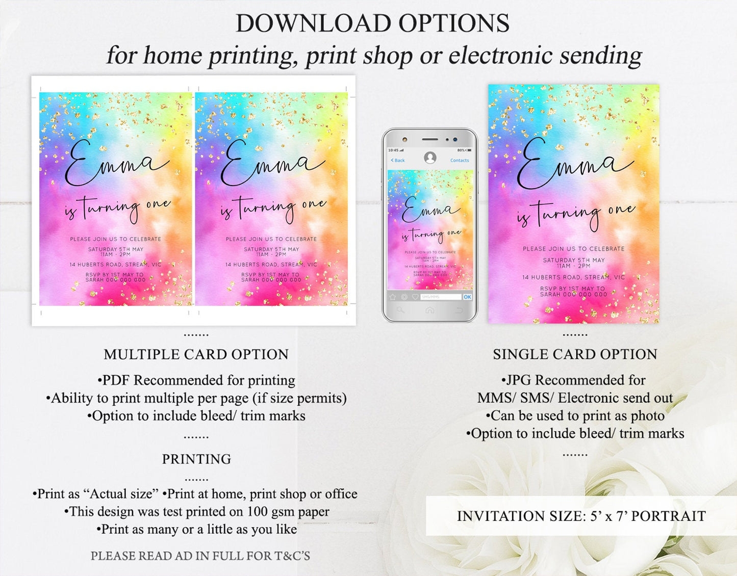 Pastel Rainbow Rainbow Birthday Invitation Colorful Tie Dye Invite Ombre Watercolor Invite Splash Glitter Sprinkle Invite 1st 2nd 3rd 509
