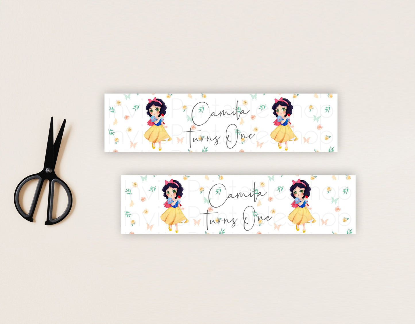 Princess Water Label Template Secret Garden Enchanted Castle Pastel Floral Royal Party Decor For 1st Birthday Baptism Baby Shower D10356