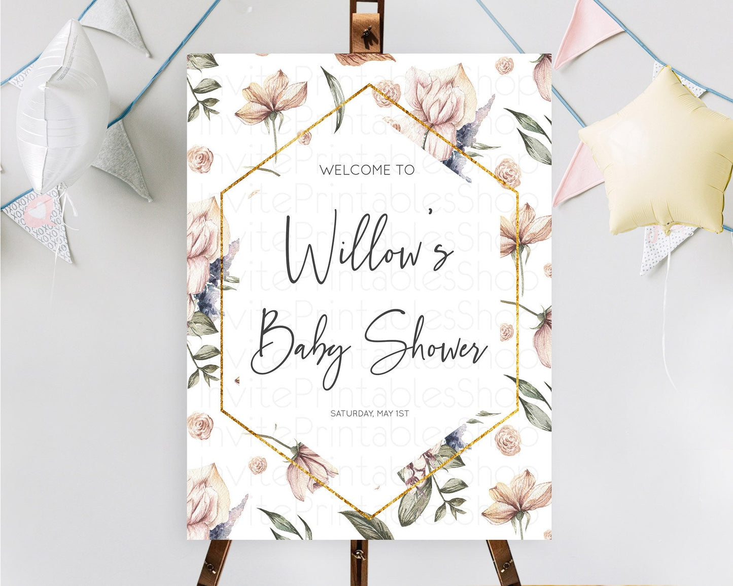 Secret Garden Baby Shower Welcome Sign Wildflower Welcome Board Pastel Flower Garden Welcome Poster Boho Wildflower Welcome Sign D10504