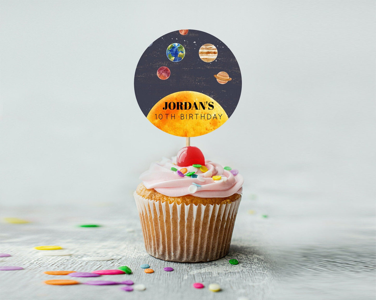 Space Cupcake Toppers Space Decor First Trip Around the Sun Decor Decor Sky Stars Planets Milkyway Solar System Cupcake Topper D10430