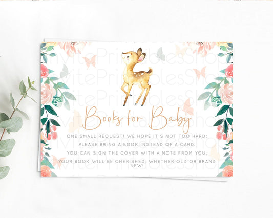 Editable Fawn Books For Baby Card Deer Book Insert Floral Deer Book Card Enc