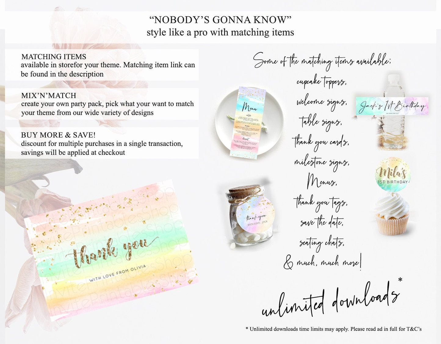 Pastel Thank You Rainbow Thank You Card Colorful Pastel Birthday Thank You Card Confetti Watercolor Pastel Teacher Thank You Cards D10592