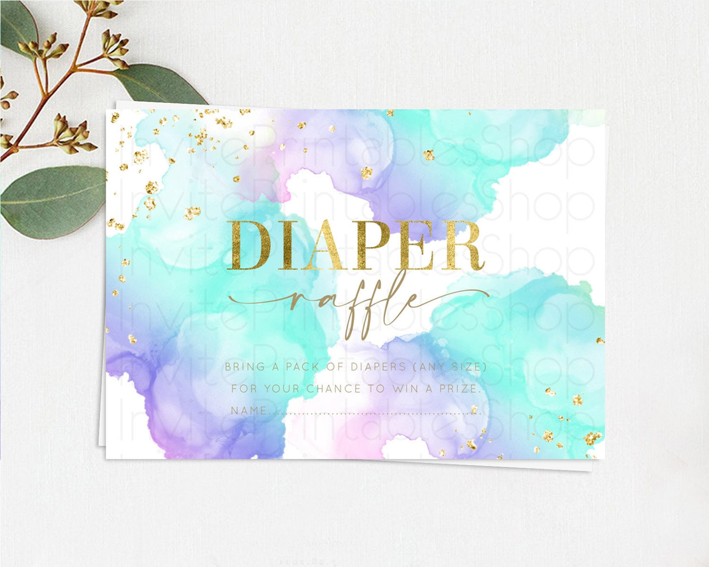 Pastel Diaper Raffle Card Pastel Rainbow Diaper Raffle Insert Colorful Ombre Watercolor Diaper Ticket Confetti Glitter Raffle Game D10212