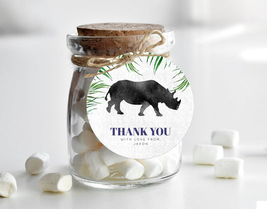 Rhino Thank You Tags Rhino Thank You Gift Tags Rhino Party Favor Tags Rhino Goodie Tag Rhino First Loot Tag First Birthday Thank You D10843