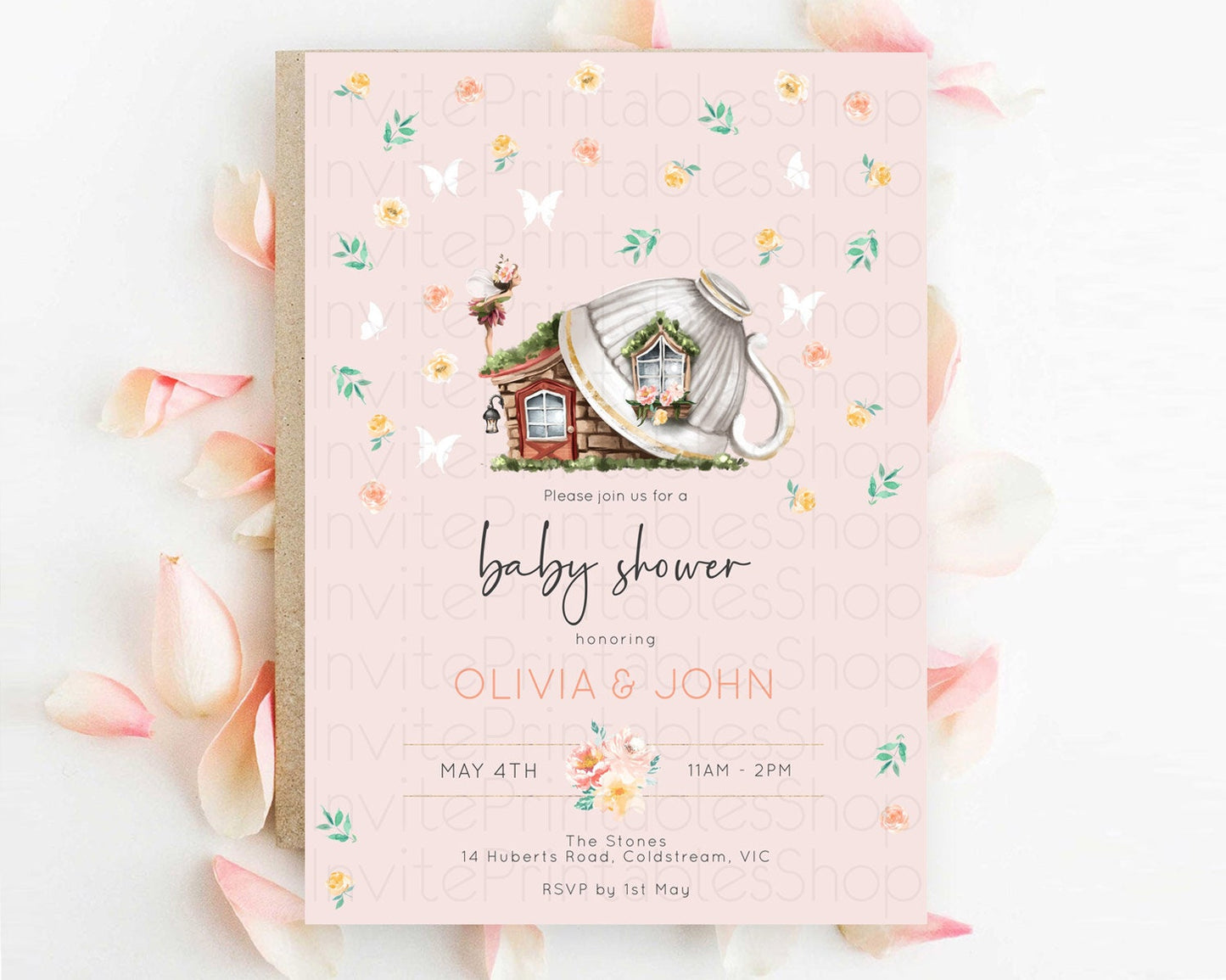 Editable Fairy Baby Shower Invitation Pastel Fairy Invites Fairy Tea Party F