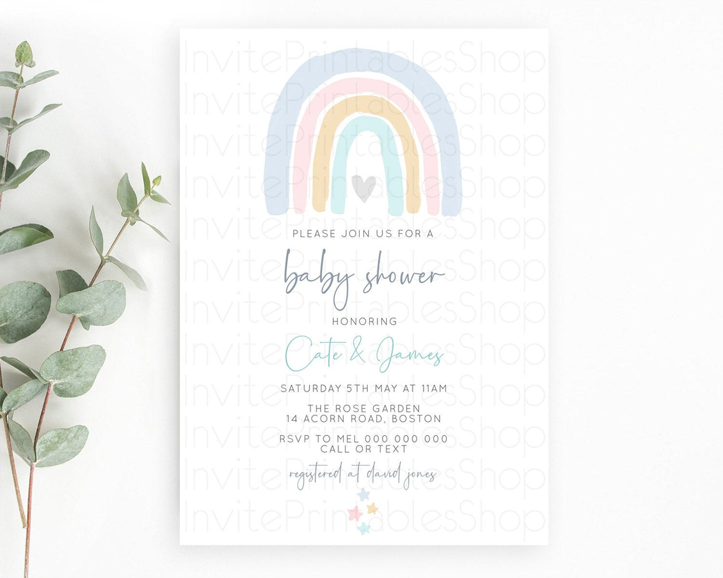 Pastel Rainbow Baby Shower Invitation Pastel Rainbow Invitation Rainbow Baby Invitation Pastel Invitation Boho Rainbow Invitation D10214