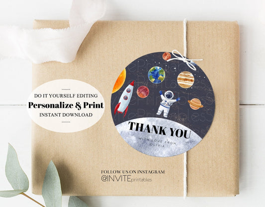 Space Gift Tags, Solar System Favor Tags, Spaceship Blast Off Bonbonniere Tags, Thank You Tags, Planets Rocket Ship Moon Galaxy Milkyway 494