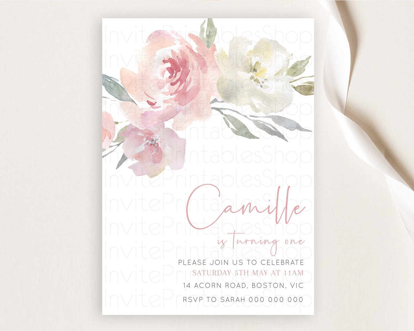 Secret Garden Invitation Wildflower Birthday Invitation Pastel Flowers Invite Enchanted Garden Boho Floral 3rd 2nd First Birthday D10183