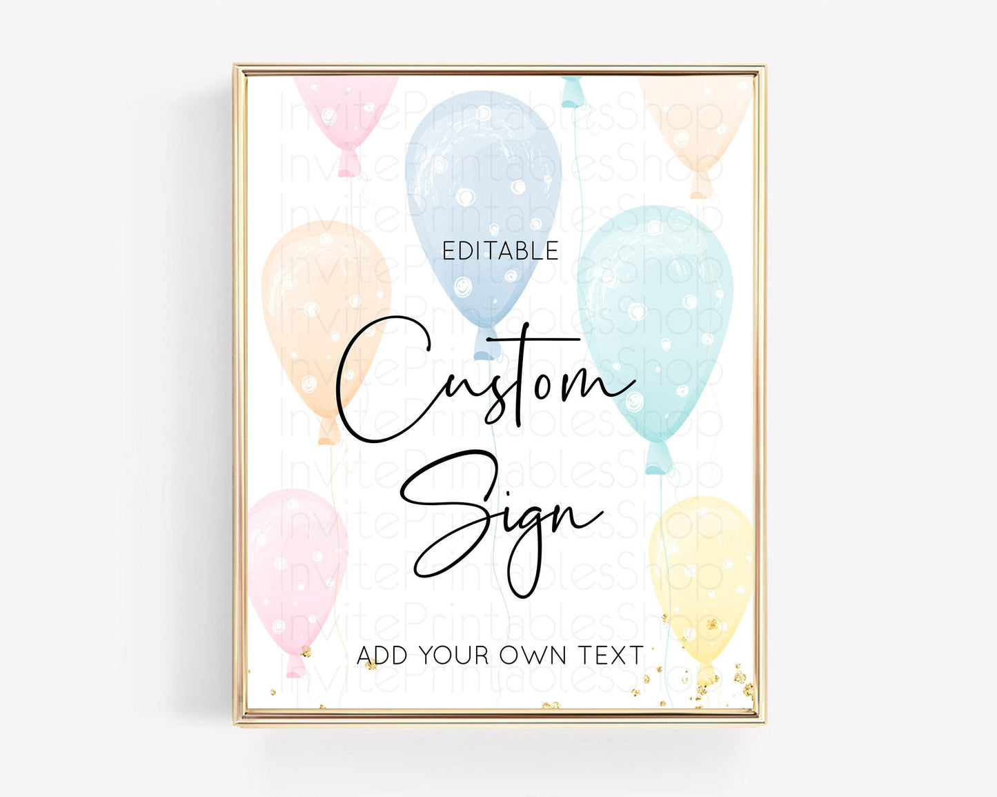 Pastel Balloons Sign Template Rainbow Confetti Balloon Party Colorful Balloon Table Sign Décor 8x10 Birthday Baby Shower Baptism  D10776