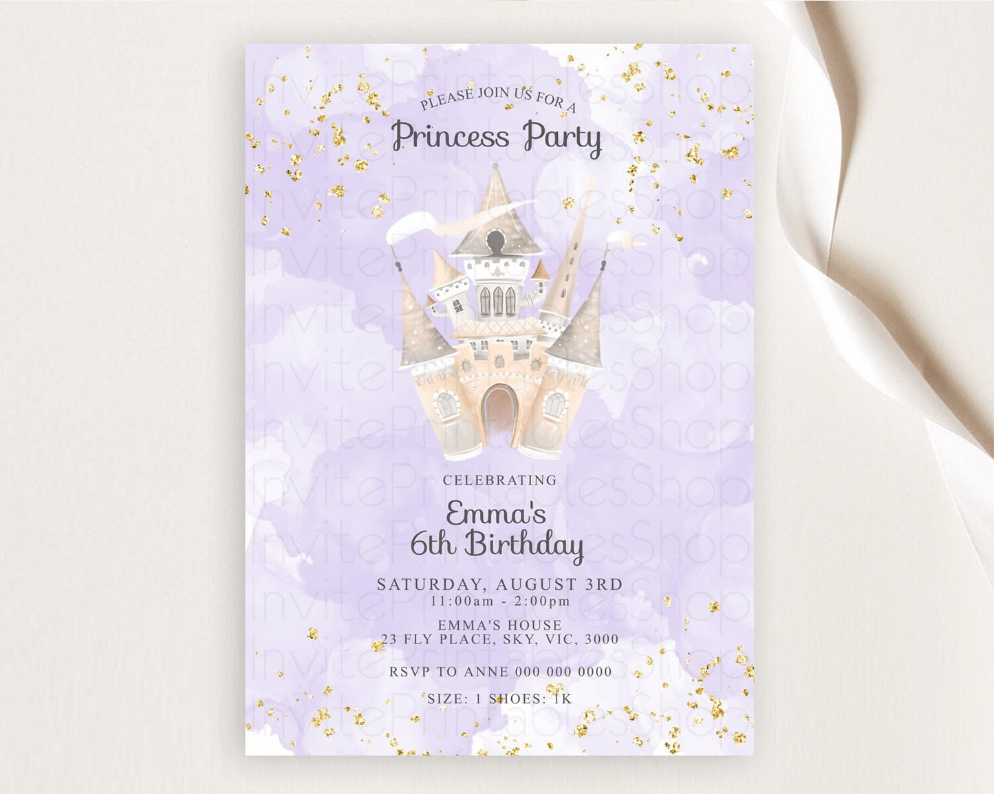 Princess Birthday Invitation Princess Invitation Pastel Invitation Royal Birthday Rainbow Color Enchanted Castle 1st First Birthday D10662