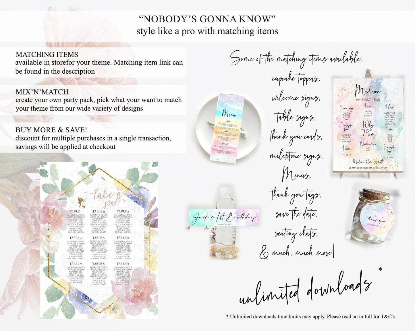 Fairy Seating Chart Pastel Fairy Seating Chart Fairy Tea Party Fairy Garden Seating Sign Enchanted Garden Floral Butterfly Decor D10294