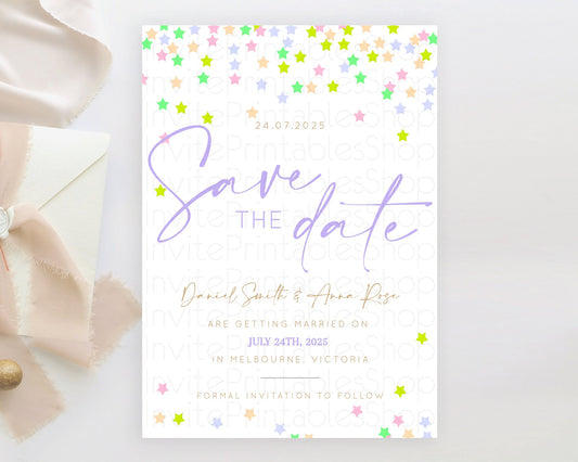Editable Twinkle Stars Save The Date Template Pastel Twinkle Little Star Par