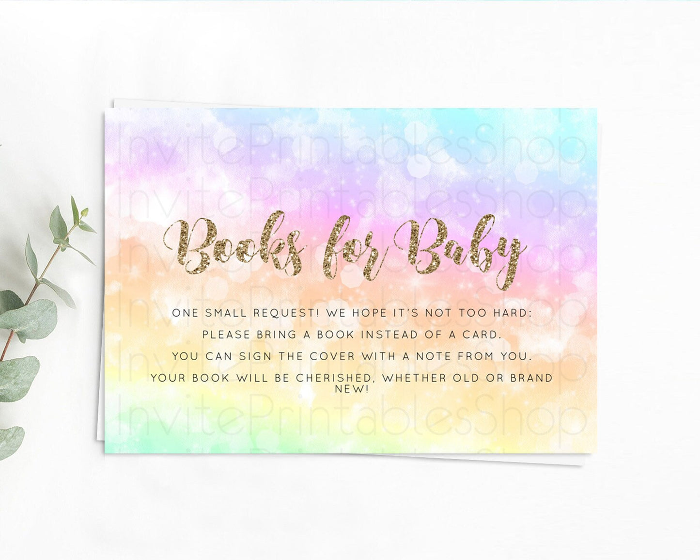 Pastel Books For Baby Card Pastel Rainbow Book Insert Colorful Ombre Watercolor Book Card Confetti Glitter Baby Book Poem Request D10648