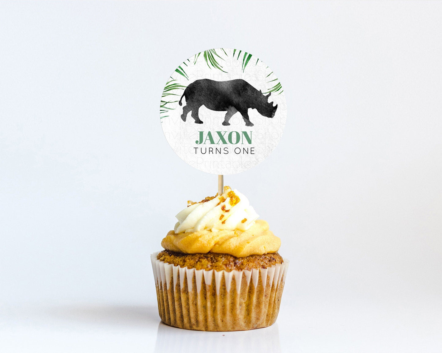 Rhino Cupcake Toppers Rhino Cupcake Rhino Take A Cupcake Toppers Rhino Safari Adventure Decor Zoo Party Rhino Palm Leaf Decor D10843