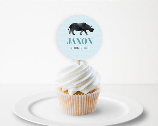 Rhino Cupcake Toppers Rhino Cupcake Rhino Take A Cupcake Toppers Rhino Safari Adventure Decor Zoo Party Rhino Palm Leaf Décor D10801