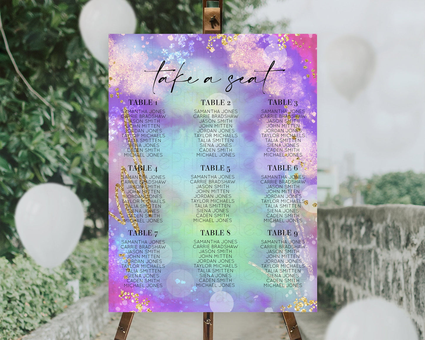 Rainbow Seating Chart Pastel Seating Chart Iridescent Sprinkles Colorful Pastel Watercolor Seating Sign Ombre Pastel Take A Seat D10680