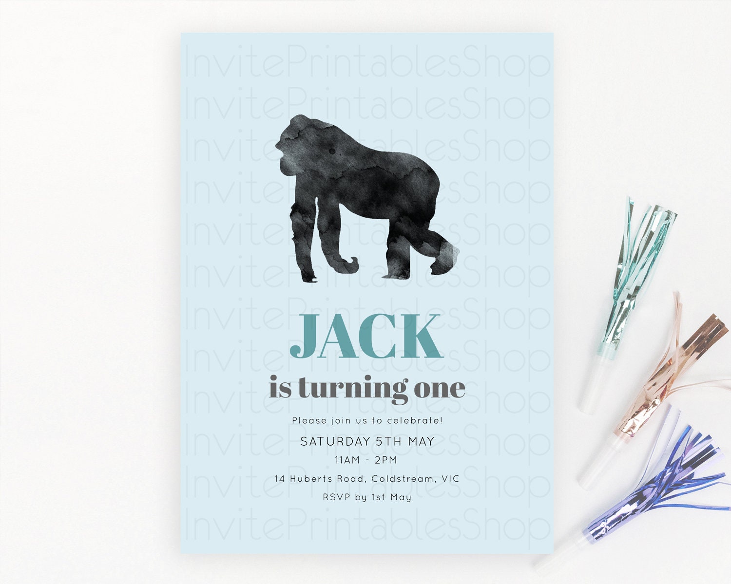 Editable Gorilla Birthday Invitation Gorilla Invitation Gorilla Birthday Jun