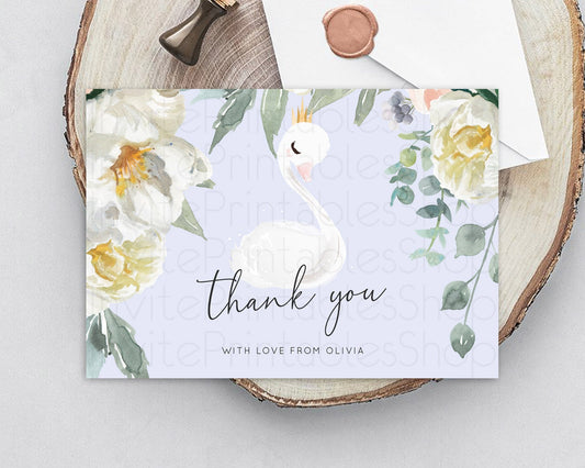 Swan Thank You Swan Princess Ballet Thank You Card Swan Lake Birthday Thank You Cards Secret Garden Pastel Floral Teacher Thank You D10756