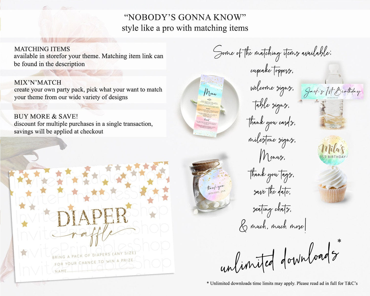 Pastel Star Diaper Raffle Card Shooting Star Diaper Raffle Insert Twinkle Little Star Diaper Ticket Rainbow Confetti Raffle Game D10342