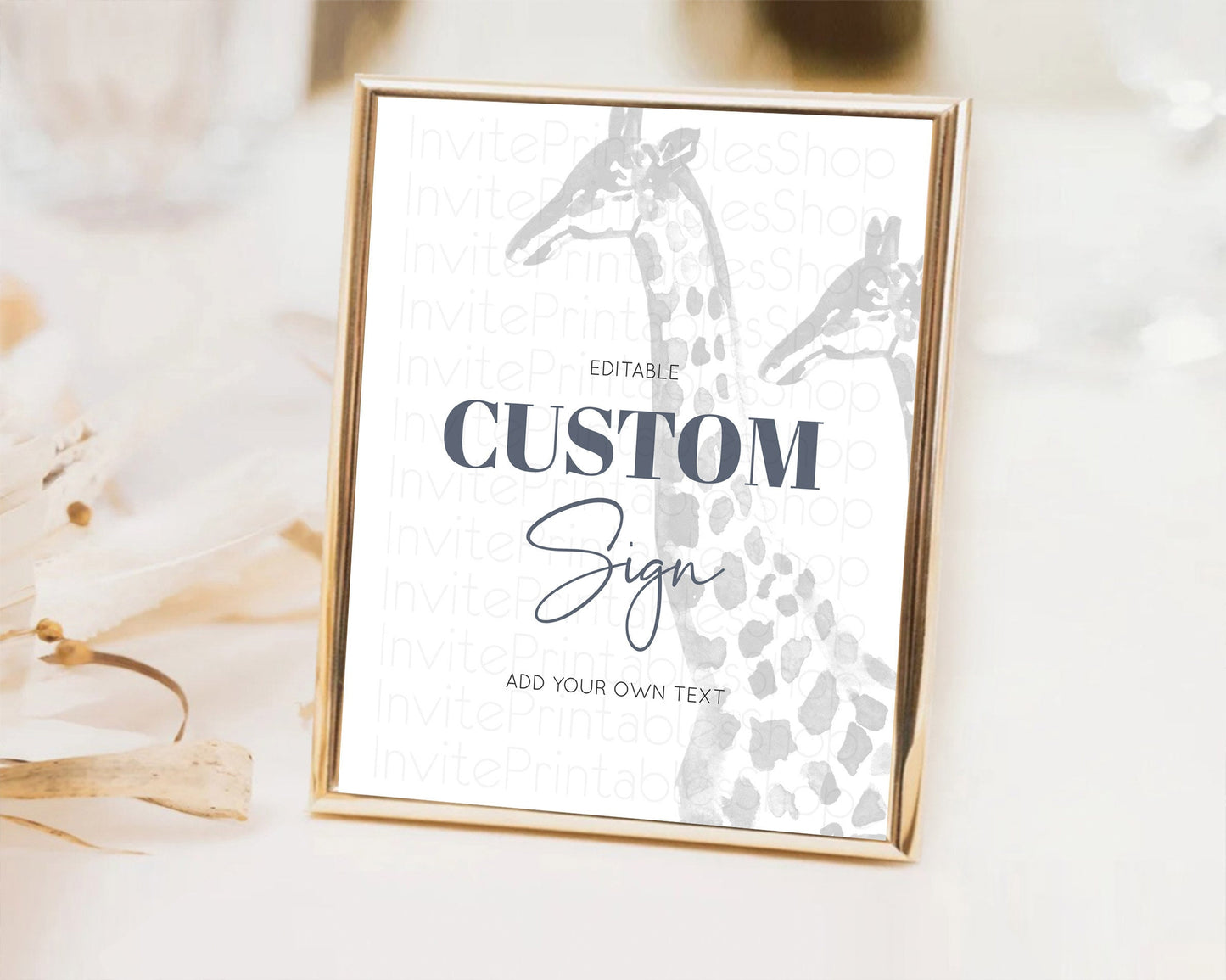 Giraffe Sign Giraffe Party Sign Template Safari Adventure Table Sign Decor Giraffe Minimal Theme 1st Birthday Baptism Baby Shower D10306