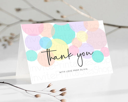 Rainbow Thank You Pastel Thank You Card Pastel Rainbow Birthday Thank You Confetti Colorful Pastel Cards Teacher Thank You Cards D10223